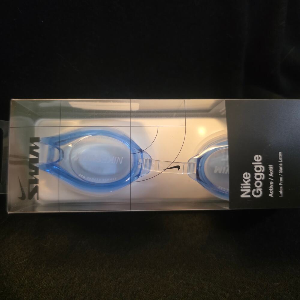 Nike Swim Goggles Blue Latex Free Adult or Youth Adjustable